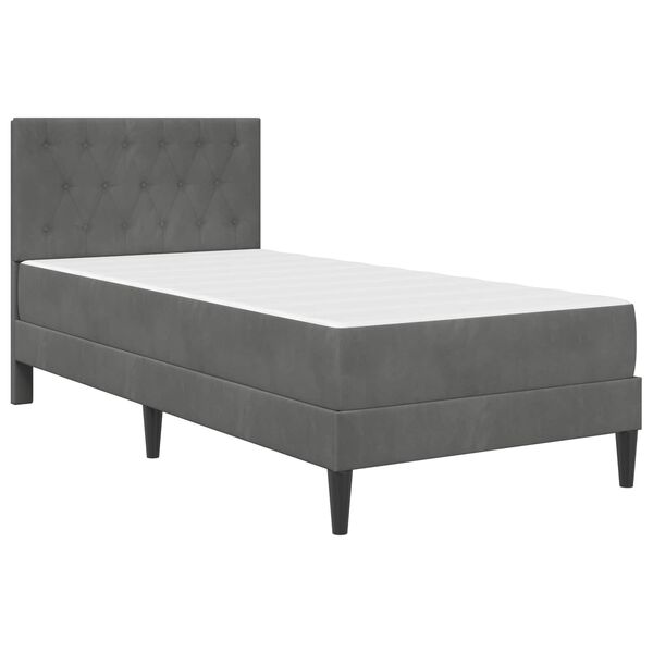 vidaXL Bed Frame with Mattress Dark Grey 90 x 190 cm Velvet