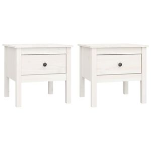 vidaXL Side Tables 2 pcs White 50x50x49 cm Solid Wood Pine