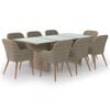 vidaXL 9 Piece Garden Dining Set Poly Rattan Brown
