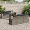 vidaXL Garden Sofa Set with Cushion Manual 7 pcs Grey Poly Rattan