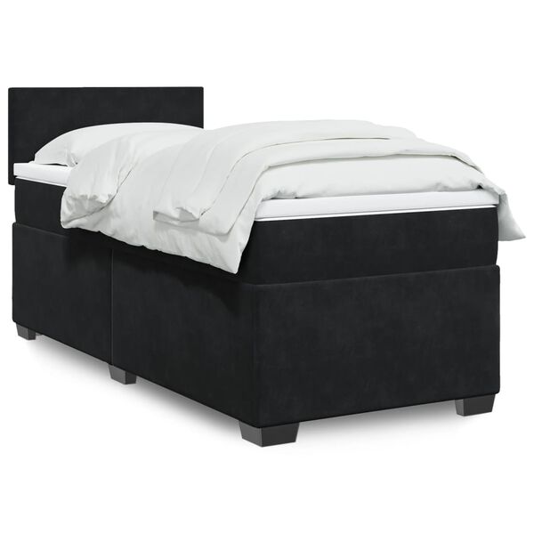 vidaXL Box Spring Bed with Mattress Black King Single Fabric