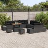 vidaXL Garden Sofa Set with Cushion 13 pcs Black Poly rattan