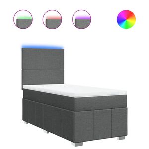 vidaXL Box Spring Bed with Mattress Dark Grey King Single Fabric