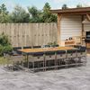 vidaXL 15 Piece Garden Dining Set with Cushions Grey Poly Rattan