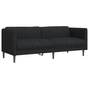 vidaXL Sofa 3-Seater Black Fabric