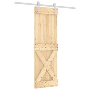 vidaXL Sliding Door Natural and White 70 x 210 cm Solid Pine Wood