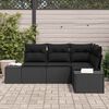 vidaXL Garden Sofa Set 4 pcs Black Poly Rattan
