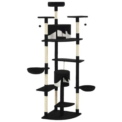 vidaXL Cat Tree with Sisal Scratching Posts 203 cm Black and White