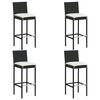 vidaXL 5 Piece Garden Bar Set with Cushions Black