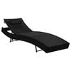vidaXL Sun Lounger with Pillow Poly Rattan Black