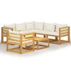 vidaXL 7 Piece Garden Lounge Set with Cushion Cream Solid Acacia Wood