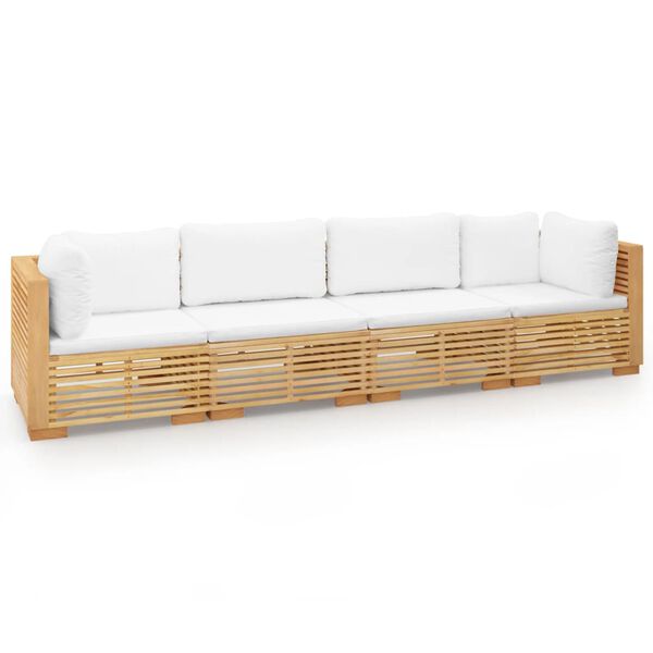 vidaXL 4 Piece Garden Lounge Set with Cushions Solid Wood Teak