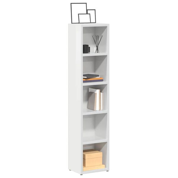 vidaXL CD Cabinets 2 pcs High Gloss White 21x16x93.5 cm Engineered Wood