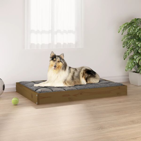 vidaXL Dog Bed Honey Brown 91.5x64x9 cm Solid Wood Pine