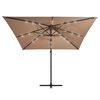 vidaXL Cantilever Garden Parasol with LED lights and Steel Pole 250x250 cm Taupe