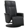 vidaXL Recliner Chair with Footrest Black Faux Leather