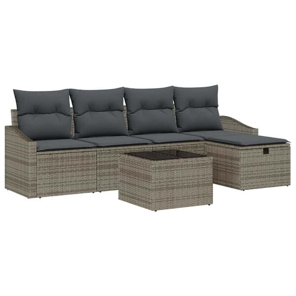 vidaXL Sofa Set with Cushion 5 pcs Poly Rattan