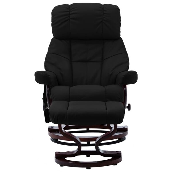 vidaXL Massage Reclining Chair Black Faux Leather and Bentwood