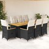 vidaXL 9 Piece Garden Bistro Set with Cushions Black Poly Rattan