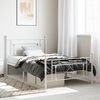 vidaXL Metal Bed Frame without Mattress with Footboard White 107x203cm