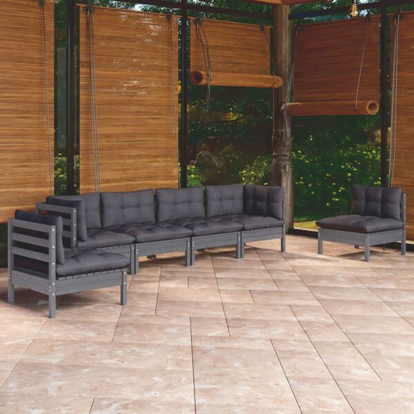 vidaXL 6 Piece Garden Lounge Set with Cushions Solid Pinewood