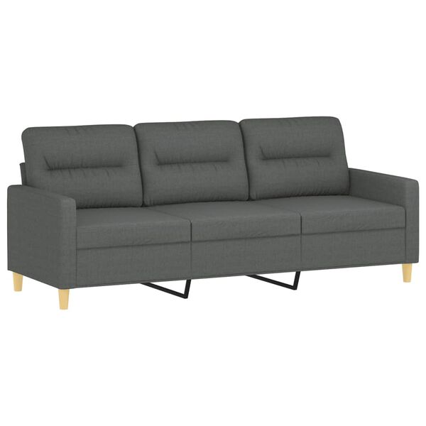 vidaXL 3 Piece Sofa Set with Cushions Dark Grey Fabric