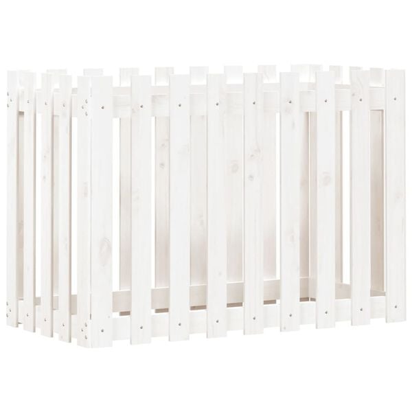 vidaXL Garden Raised Bed with Fence Design White 100x50x70 cm Solid Wood Pine