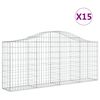 vidaXL Arched Gabion Baskets 15 pcs 200x30x80/100 cm Galvanised Iron