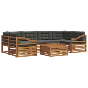 vidaXL Outdoor Sofa Set 7 pcs Natural and Anthracite