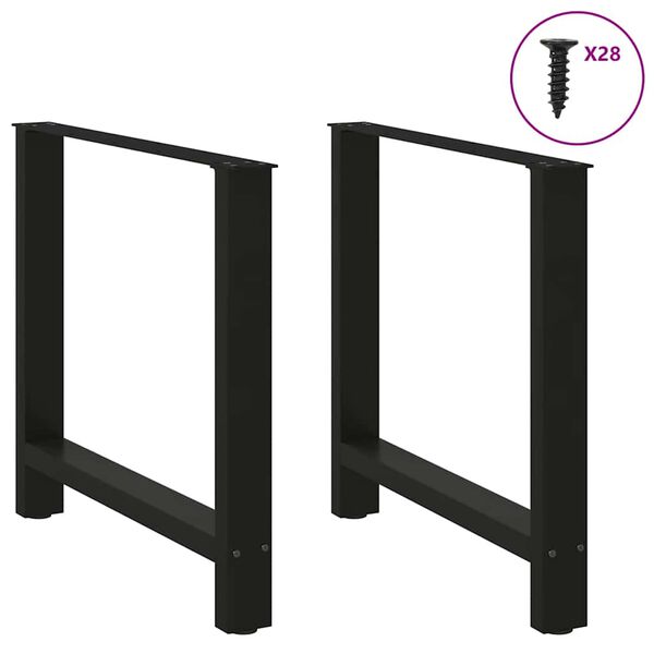 vidaXL Dining Table Legs Black 2 pcs 70x(72-73) cm Steel