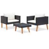 vidaXL 3 Piece Garden Lounge Set with Cushions Poly Rattan Black