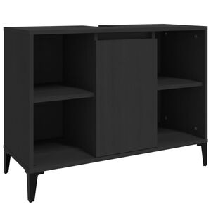 vidaXL Sink Cabinet | Black | Engineered wood, Metal | Medium | Sink Cabinet