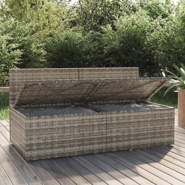 vidaXL 2-Seater Garden Sofa with Cushions Grey Poly Rattan