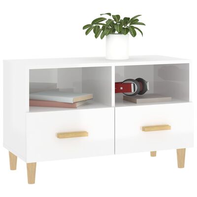 vidaXL TV Cabinet High Gloss White 80x36x50 cm Engineered Wood