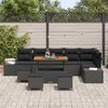 vidaXL Garden Sofa Set with Cushion 10 pcs Black Poly rattan