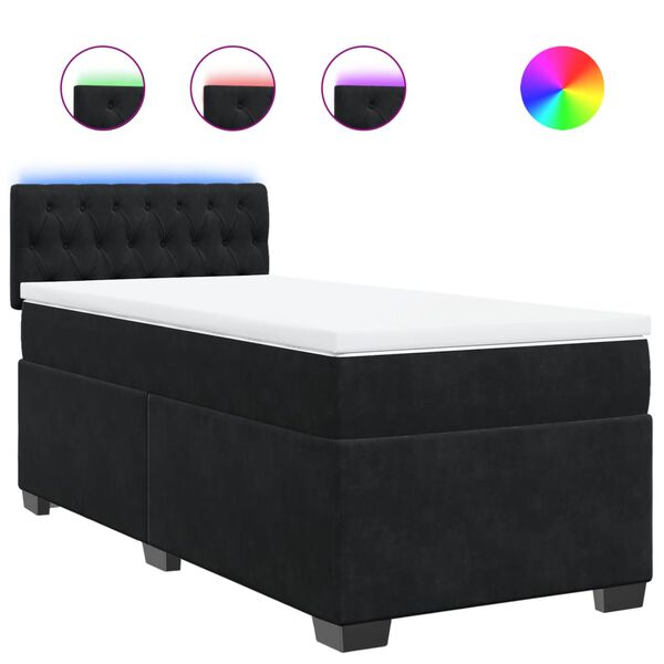 vidaXL Box Spring Bed with Mattress Black King Single Velvet