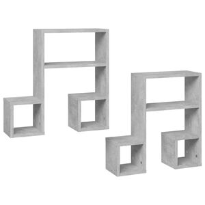 vidaXL Wall Shelf | Set of 2 | Concrete Grey | Engineered Wood | Medium