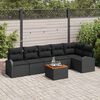 vidaXL Garden Sofa Set with Cushion 7 pcs Black Poly Rattan