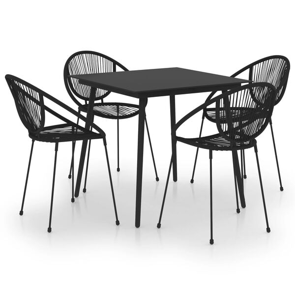 vidaXL 5 Piece Outdoor Dining Set PVC Rattan Black