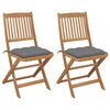 vidaXL Folding Chairs 2 pcs with Cushions Solid Acacia Wood