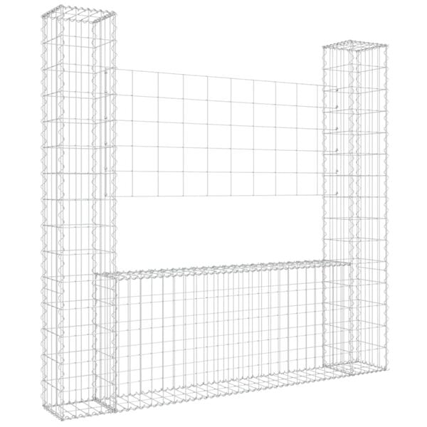 vidaXL U-shape Gabion Basket with 2 Posts Iron 140x20x150 cm