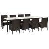 vidaXL 9 Piece Outdoor Dining Set with Cushions Poly Rattan Brown