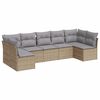 vidaXL 7 Piece Garden Sofa Set with Cushions Beige Poly Rattan
