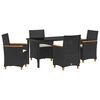 vidaXL Garden Dining Set 5 pcs Black Poly Rattan