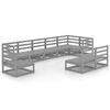 vidaXL 9 Piece Garden Lounge Set Grey Solid Wood Pine