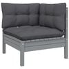 vidaXL 5 Piece Garden Lounge Set with Cushions Grey Pinewood