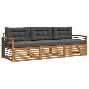 vidaXL Outdoor Sofa Set 3 pcs Natural and Anthracite