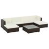 vidaXL 7 Piece Garden Lounge Set with Cushions Poly Rattan Brown