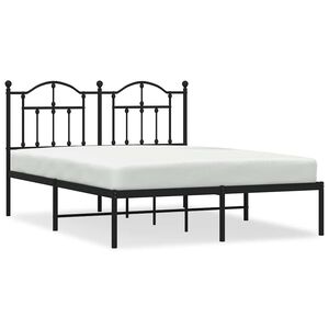 vidaXL Metal Bed Frame without Mattress with Headboard Black 150x200cm