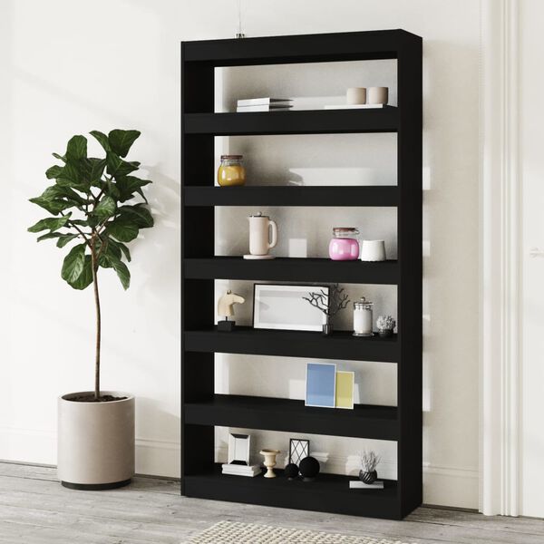 vidaXL Book Cabinet/Room Divider Black 100x30x198 cm Engineered wood
